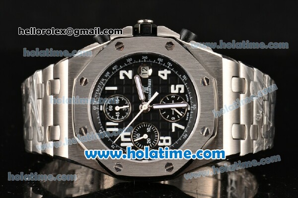 Audemars Piguet Royal Oak Offshore Chronograph Swiss Valjoux 7750 Movement Silver Case with Black Dial and White Numeral Marker-SSband - Click Image to Close